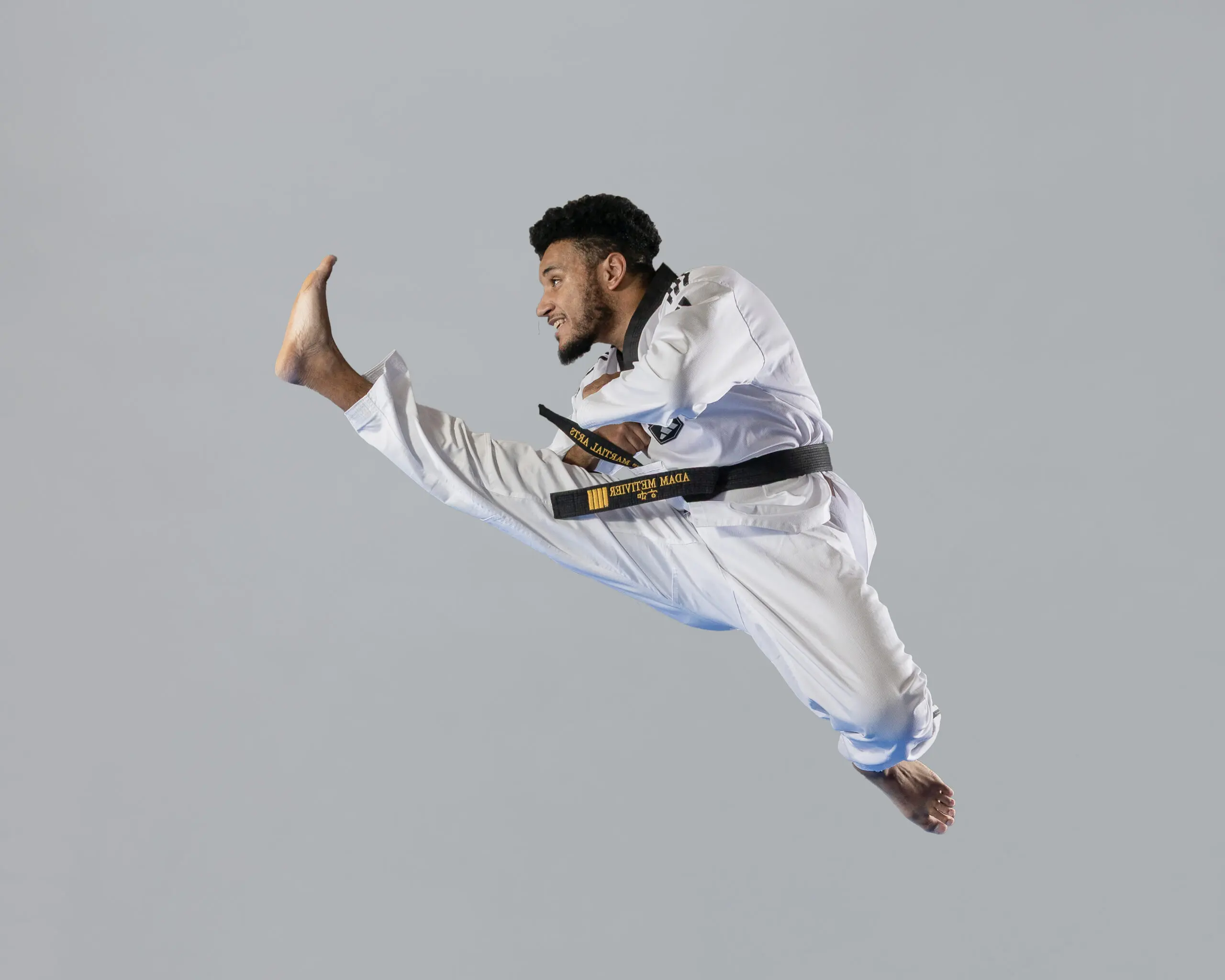 Taekwondo jumping kick at Chu's Martial Arts
